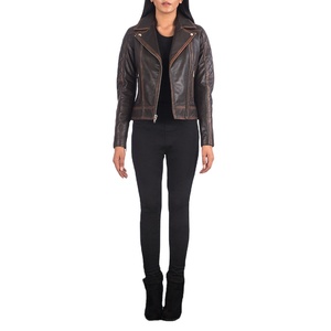 แจ็คเก็ตสไตล์วินเทจมาใหม่ พร้อมแจ็คเก็ตหนังแกะสีน้ำตาลเข้มแฟชั่นผู้หญิงแบบสั่งทำพิเศษ ระบายอากาศได้ดี คุณภาพสูงสำหรับฤดูหนาว - Product Image 2