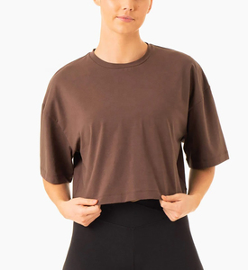 Camisetas de Verano para Mujer al por Mayor, Ecológicas, de Corte Holgado, con Logotipo Personalizado, 100% Algodón, Manga Corta, de Alta Calidad - Product Image 2