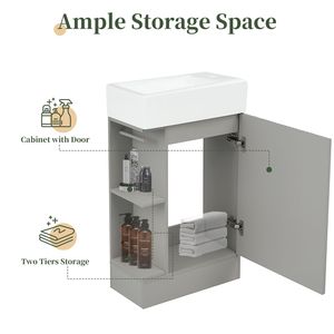 Meuble-lavabo de salle de bain gris de 18,6 po avec étagère à deux niveaux, orientation gauche-droite (Ancien SKU WF308491) - Product Image 6