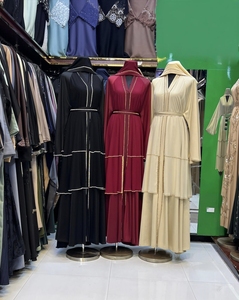 Hot sale Umbrella Abaya Modest Dubai Beaded Sequined <b>Long</b> Sleeve Muslim Traditional Handmade Wedding Women Breathable V Neck - Product Image 2