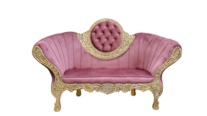 Canapé de luxe en velours sculpté avec cadre doré orné, design royal antique alternatif, causeuse rembourrée - Product Image 2