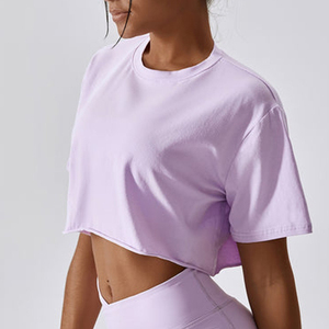 Top Corto de Verano 2026 para Mujer, Holgado, con Logotipo Personalizado, Elegante, de Manga Corta, de Algodón, para Actividades al Aire Libre - Product Image 4