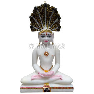 Estatua de Parshwanath en Mármol |   Murti de mármol Parshwanath hecho a mano para el hogar y el templo Jain - Product Image 1