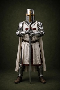 Conjunto de Armadura de Caballero de Acero – Casco Templario Cruzado, Cota de Malla, Armadura de Placas para Farjana - Product Image 3