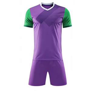 Men's Custom <b>Soccer</b> Jersey Set V-Neck Short Sleeve Purple Green Color Block Moisture Wicking Football Apparel All Seasons - Product Image 1