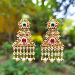 Pendientes Colgantes de Diseño Jewelemarket con Detalles de Piedra Pota y Perla 10575424PGR - Product Image 3