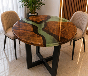 Premium Modern Eco-Friendly Round <b>Clear</b> Epoxy Resin Coffee <b>Table</b> Handmade Tabletop for Home Hotel Interior Furniture - Product Image 2