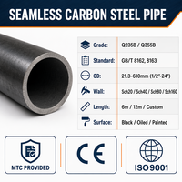 Tubería de Acero al Carbono Sin Costura Q235B Q355B Sch40 Sch80, Tubo Redondo Laminado en Caliente para Transporte de Fluidos, Gas y Petróleo, con Certificación MTC