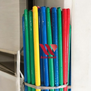 Fulmex FM-BR Color PVC Coated Eucalyptus <b>Wood</b> Broom & Dustpan Set with Palm Stick Vietnam Origin - Product Image 1