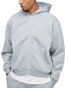 Ensemble de survêtements streetwear pour hommes, tendance, hiver, surdimensionné, fermeture éclair, poids lourd, personnalisation du logo, sweat-shirt à capuche, pantalon de survêtement ample - Product Image 3