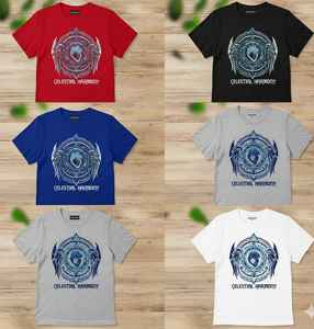 Camiseta gráfica Elite Celestial Harmony – Algodón pesado Obsidian de primera calidad, diseño detallado de geometría sagrada y corazón ciberorgánico - Product Image 1