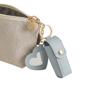 Étui à rouge à lèvres portable en cuir PU avec miroir, pochette à gloss à lèvres suspendue, organiseur de maquillage pour cadeaux - Product Image 6