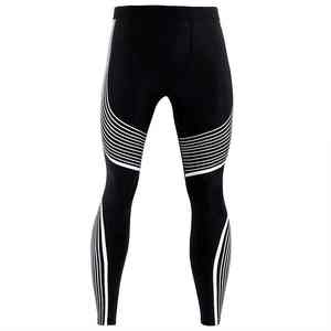 Men's Black Full Length Compression Pants Mid Waist Seamless Four-Way Stretch Anti-Bacterial Spandex <b>Yoga</b> <b>Leggings</b> - Product Image 5