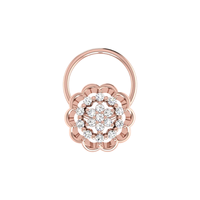 AJRETAIL Cincin Hidung Emas 14K Berlian Alami 0.06 Karat dengan Desain Bunga Etnik Warna HI Kejernihan VS-SI untuk Wanita