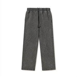 Pantalon de survêtement oversize pour homme, collection Hiver 2025, design personnalisé, gris foncé, délavé à l'acide, double taille, coupe évasée - Product Image 1