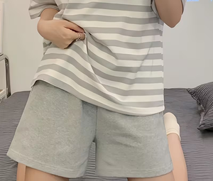 Women Solid Knitted T-Shirt Shorts Set Crew Neck Regular Fit Casual Summer Outfit Breathable Polyester/Cotton Quick Dry - Product Image 4