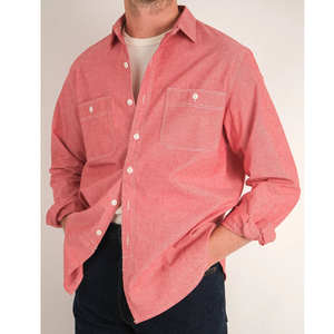 Chemises pour hommes : Meilleur design, chemise tricotée décontractée en coton à manches longues, respirante et confortable, printemps, vente en gros, boutons recouverts - Product Image 3