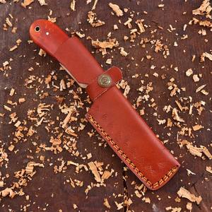 Cuchillo de vaquero forjado a mano de acero de Damasco, cuchilla fija EDC de espiga completa, mango de resina con funda de cuero, OEM personalizado - Product Image 5