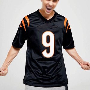 Camiseta de fútbol americano de malla de lujo 2026 con diseño personalizado, cuello en V, para verano, 240GSM, OEM, para hombre - Product Image 3