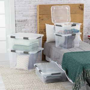 Contenitore di Stoccaggio con Coperchio a Cerniera da 20 Quarti con Chiusura - Grigio Scuro, Confezione da 6 - Contenitore Trasparente, Organizzatore Versatile per Casa e Garage - Product Image 3