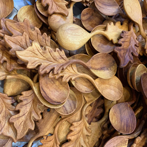 Vietnam Traditional Scoop Leaf Wooden Spoon Solid Wood Material for Spice Coffee Tea Scoop Kitchen <b>Table</b> Serving - Product Image 1