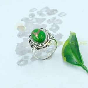 Anillo de piedra preciosa de turquesa verde cobriza natural de alta calidad – Anillo llamativo hecho a mano en plata de ley 925, regalo de joyería de diseñador - Product Image 5