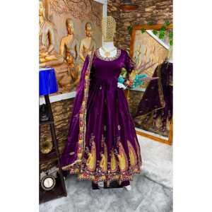 Vestidos de Noche de Diseñador, Hermoso Vestido Anarkali con Pantalón y Dupatta para Fiestas - Product Image 4