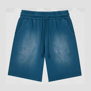 Vêtements de sport décontractés pour hommes en toile polyester/coton, style streetwear, délavé à l'acide, séchage rapide, respirant, haute qualité, effet soleil, motif uni - Product Image 1