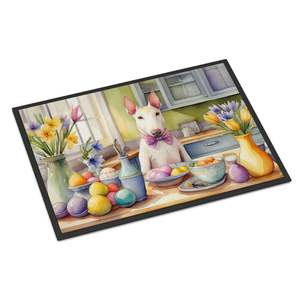 New Easter Bull Terrier Decor Doormat Non-Slip <b>Indoor</b> Outdoor Washable Low Pile Rug 18H X 27W Front <b>Door</b> <b>Mat</b> for Entryway - Product Image 1