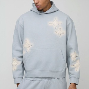 เสื้อฮู้ดผู้ชายสีฟ้าอ่อน ผ้าฝ้ายเฟรนช์เทอร์รี่บุซับในแบบรักษ์โลก ทรงยาวปกติ สวมใส่สบายสำหรับฤดูหนาว - Product Image 4