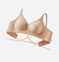 Sujetador inalámbrico de soporte para mujer de talla grande, sin costuras, con abertura frontal en V, tirantes ajustables, transpirable, con logotipo personalizado, venta al por mayor