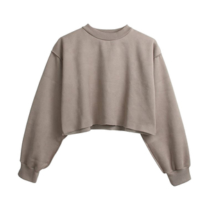 Sudadera corta informal para mujer, diseño diario, sudadera corta de felpa suave, estilo minimalista, sudadera corta para mujer - Product Image 4