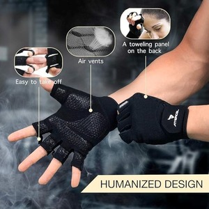 Guantes de Ejercicio de Medio Dedo, Microfibra, para Levantamiento de Pesas, Ciclismo, Gimnasio, Transpirables, Antideslizantes, con Soporte para Muñeca, para Hombres y Mujeres, Entrenamiento - Product Image 4