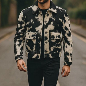 Blouson aviateur en cuir de vachette pour homme, manches longues, coupe moderne, aspect robuste, matière résistante, coupe-vent, vêtement haut de gamme pour l'hiver - Product Image 1