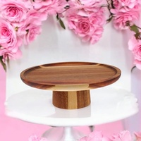 Support à gâteau en bois artisanal |   Plateau de présentation rond pour desserts, cupcakes, fruits, mariage, fête, cuisine, décoration de la maison, centre de table, service