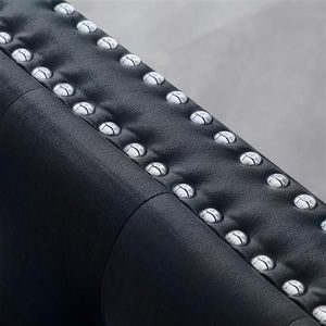 Divano Chesterfield Moderno in Velluto con Braccioli Quadrati Trapuntati Nero 2 Cuscini Larghezza 82,3 Pollici Morbido - Product Image 6
