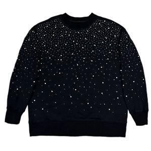 Sudadera con capucha unisex de algodón 100% personalizada con cremallera media, adornada con cuentas de diamante, cuello redondo, manga larga, a la moda para otoño - Product Image 6