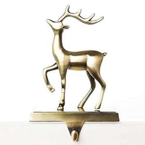 Reindeer Stocking Holder Cast Iron Black Metal Christmas Fireplace Mantel Hook Rustic Deer Design For Home Decor For Xmas Use - Product Image 4