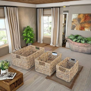 Juego de 3 Cestas Ecológicas con Estructura de Hierro, Tejidas a Mano con Mimbre y Jacinto de Agua - Product Image 6