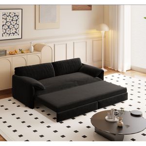 Divano Letto Convertibile Queen Size da 66 Pollici con Letto Estraibile 3 in 1 Multifunzionale in Velluto con Vano Portaoggetti Laterale per Soggiorno - Product Image 3