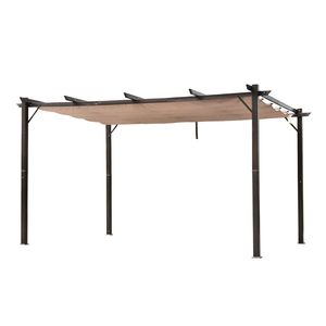 Pergola in Alluminio 10x13 ft per Patio, Tettoia Retrattile da Giardino in Colore Marrone - Product Image 1