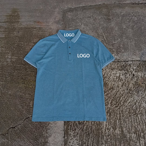 <span class=keywords><strong>Polo</strong></span> da Uomo Blu con Motivo Geometrico, Manica Corta, Cotone Oxford, Vestibilità Regolare, Traspirante, Design con Logo Frontale - Product Image 4