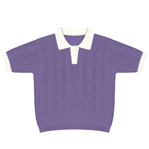 Polo de manga corta de punto verde para hombre con cuello y puños en contraste blanco, corte regular, estilo casual - Product Image 4