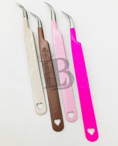 New Style Eyelash Extension Tweezers Heart Design Heart Pattern False Eyelash Extensions Curved Tip Custom Logo Offer - Product Image 5