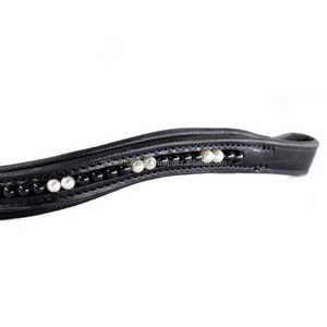 Diseño personalizado Black & White Pearl Mega Bling Incrustaciones Canal vacío Acolchado Cuero Caballo ceja banda en Cob completo sobre tamaños - Product Image 5