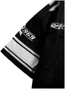 Maillots de football américain personnalisés à col en V et épaules tombantes, style streetwear, pour hommes, 100 % polyester, en maille, avec sublimation - Product Image 3