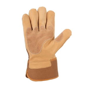 Gants de travail industriels en cuir de vachette renforcé avec doublure intérieure en tissu de coton fluorescent et manchette en caoutchouc - Product Image 3