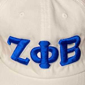 หมวกเบสบอลปักลาย Zeta Phi Beta White Hat ZPB ปรับสายได้ สไตล์ลำลองสำหรับผู้หญิง - Product Image 2