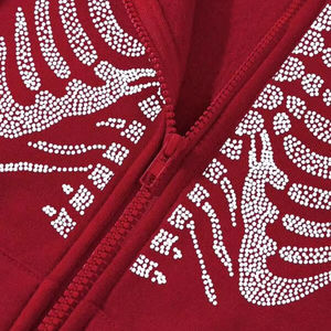 Sweat-shirts à capuche surdimensionnés personnalisés de haute qualité avec strass, style streetwear pour hommes, design personnalisé, vente en gros - Product Image 6