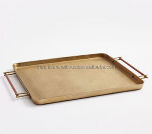 Plateau de service carré en laiton naturel, durable, fait main, moderne, taille personnalisable, par Artisan Craft - Product Image 1